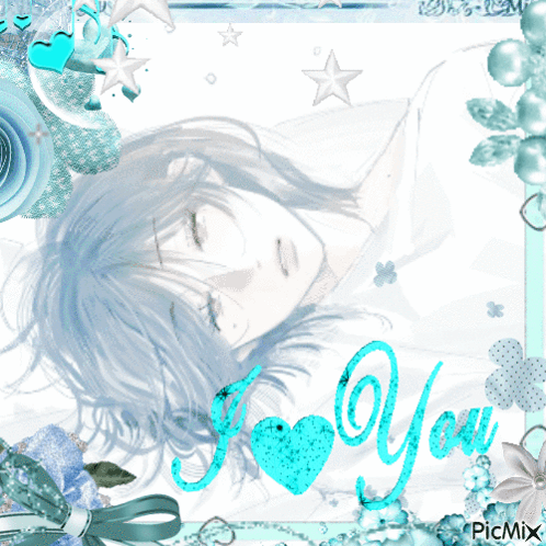 A Picture Of A Girl Sleeping With The Words " I Love You " On The Bottom GIF