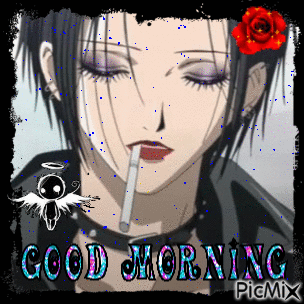 Girl Smoking Cigarette With Good Morning Text GIF