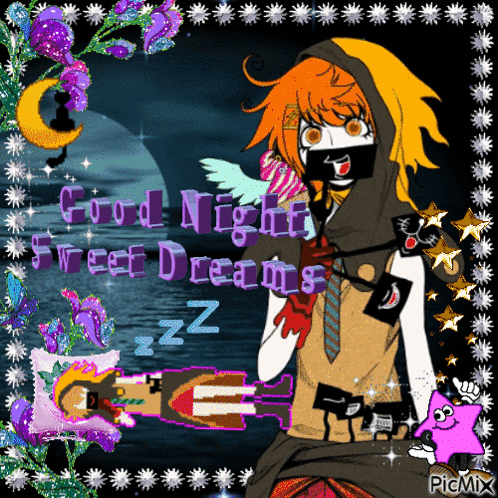 A Picture Of A Girl That Says Good Night Sweet Dreams On It GIF