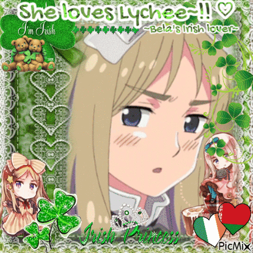 A Picture Of A Girl That Says She Loves Lychee On It GIF