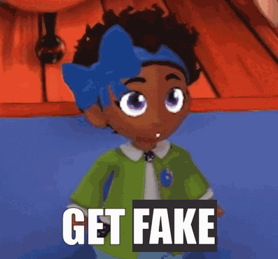 Girl With Blue Bow And Get Fake Text GIF