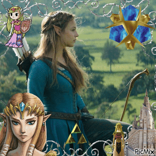 a picture of a girl with a bow and arrow with the words picmix at the bottom of the picture
