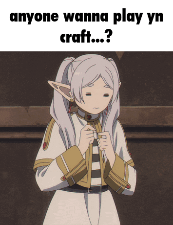 A Picture Of A Girl With A Caption That Says Anyone Wanna Play Yn Craft ? GIF