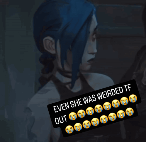A Picture Of A Girl With A Caption That Says Even She Was Weirded Out GIF