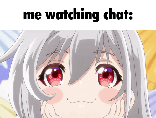 A Picture Of A Girl With A Caption That Says Me Watching Chats GIF