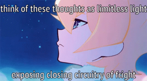 A Picture Of A Girl With A Caption That Says Think Of These Thoughts As Limitless Light Exposing Closing Circuitry Of Fr GIF
