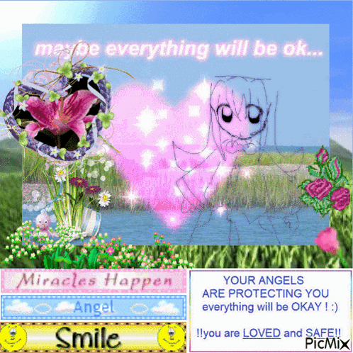 A Picture Of A Girl With A Heart And The Words " Maybe Everything Will Be Ok " GIF