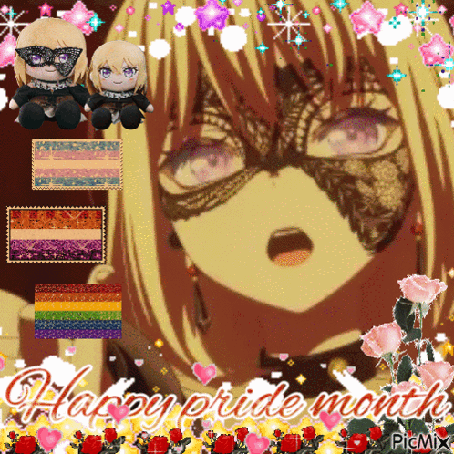 Girl Wearing Mask Saying Happy Pride Month GIF