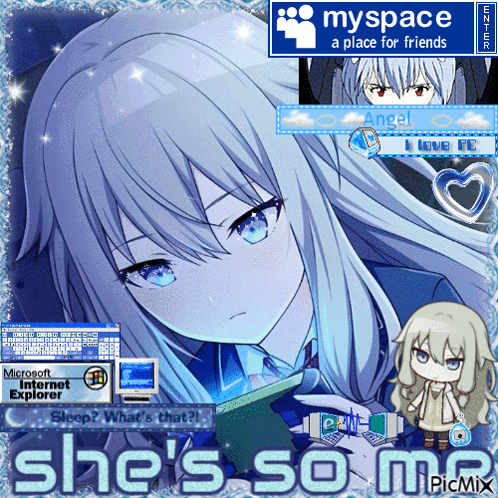A Picture Of A Girl With A Myspace Sign Behind Her GIF