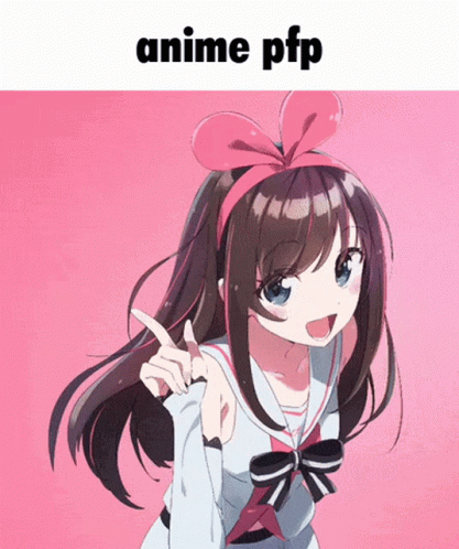 A Picture Of A Girl With A Pink Bow On Her Head And The Words Anime Pfp Above Her GIF