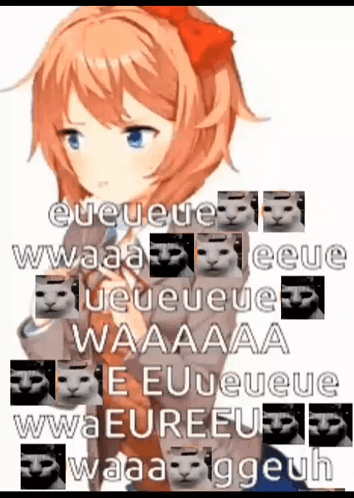 A Picture Of A Girl With A Red Bow On Her Head And A Bunch Of Text Surrounding Her . GIF