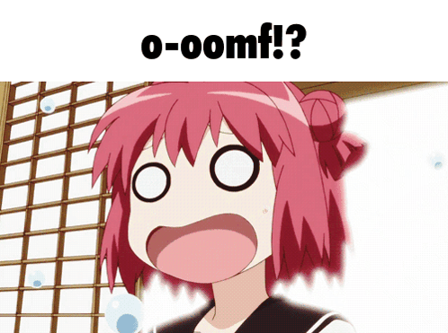 A Picture Of A Girl With A Surprised Look On Her Face And The Words O-Oomf GIF