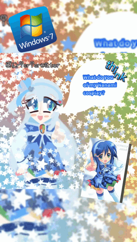 A Picture Of A Girl With A Windows 7 Logo On It GIF