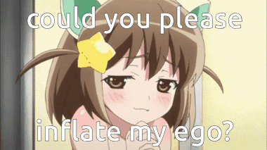 A Picture Of A Girl With A Yellow Flower In Her Hair And The Words " Could You Please Inflate My Ego " GIF