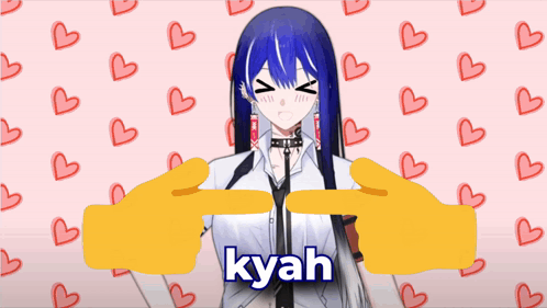 A Picture Of A Girl With Blue Hair And The Word Kyah GIF