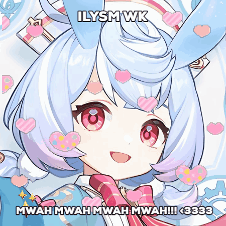 A Picture Of A Girl With Bunny Ears And The Words Ilysm Wk On Top GIF