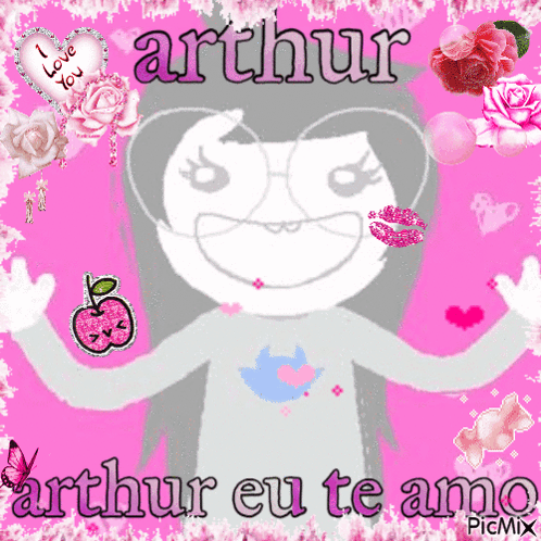 A Picture Of A Girl With Glasses And The Name Arthur GIF