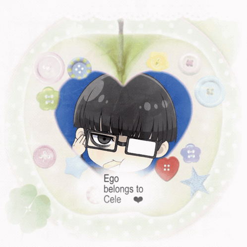 A Picture Of A Girl With Glasses And The Words " Ego Belongs To Cele " On The Bottom GIF