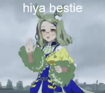 A Picture Of A Girl With Glasses And The Words Hiya Bestie GIF