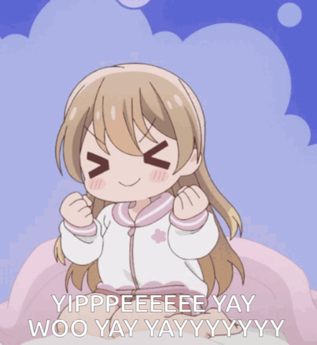 A Picture Of A Girl With Her Fist In The Air And The Words Yippeeee Yay Woo Yay Yayyyyy GIF