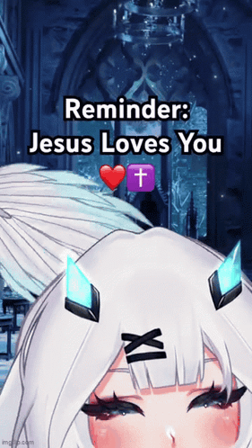 a picture of a girl with horns and the words reminder jesus loves you on it