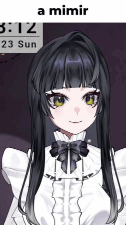 A Picture Of A Girl With Long Black Hair And A Clock Behind Her That Says 3:12 23 Sun GIF