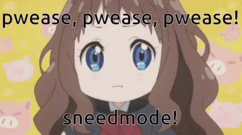 A Picture Of A Girl With Pigs In The Background And The Words " Pwease Pwease Pwease Sneedmode " GIF