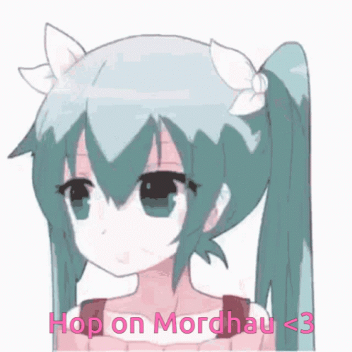 A Picture Of A Girl With Pigtails And Horns Says Hop On Mordhau < 3 GIF