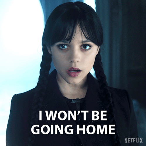 A Picture Of A Girl With Pigtails And The Words I Won T Be Going Home GIF