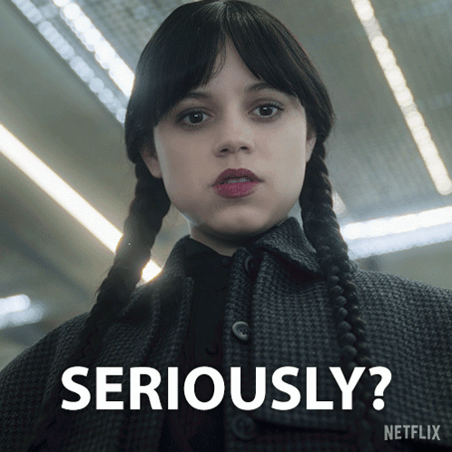 A Picture Of A Girl With Pigtails And The Words Seriously On It GIF
