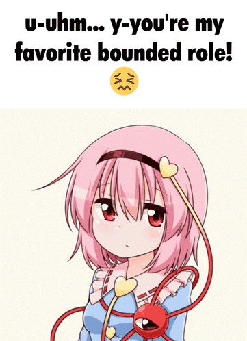 A Picture Of A Girl With Pink Hair And Red Eyes With The Words U-Uhm Y-You 'Re My Favorite Bounded Role GIF