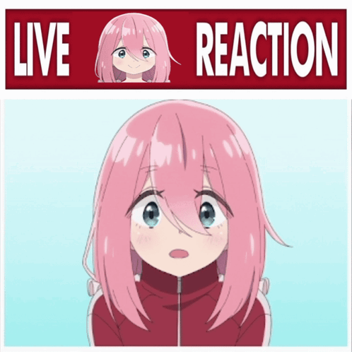 A Picture Of A Girl With Pink Hair And The Words " Live Reaction " GIF