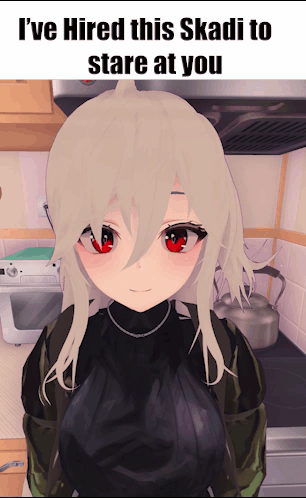 Girl With Red Eyes Saying I Ve Hired Skadi To Stare At You GIF