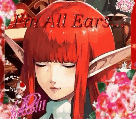 Girl With Red Hair And Ears Says I'm All Ears GIF