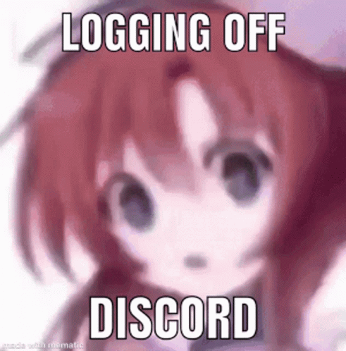 A Picture Of A Girl With Red Hair And The Words `` Logging Off Discord '' . GIF