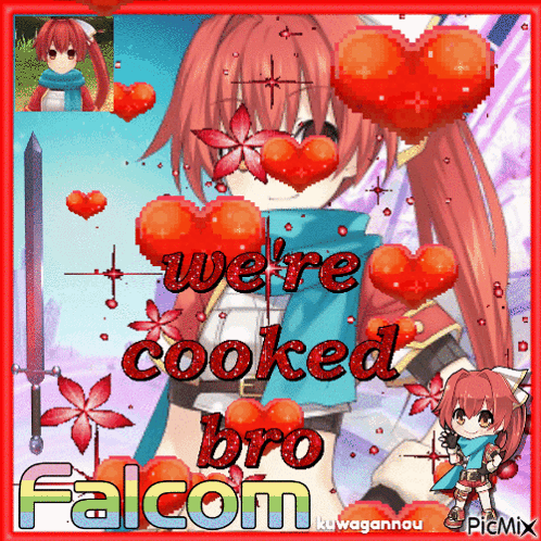 A Picture Of A Girl With Red Hair Saying We 'Re Cooked Bro Falcon GIF