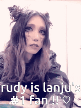 A Picture Of A Girl With The Caption Rudy Is Lanju 'S # 1 Fan ! GIF