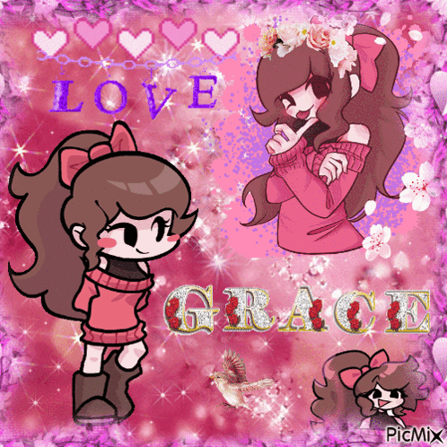A Picture Of A Girl With The Name Grace Written On It GIF