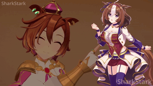 A Picture Of A Girl With The Name Sharkstark On It GIF
