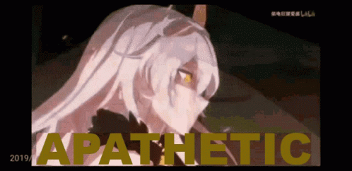 Girl With Apathy Word In Corner GIF