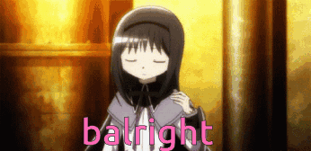 A Picture Of A Girl With The Word Balright Written In Pink GIF