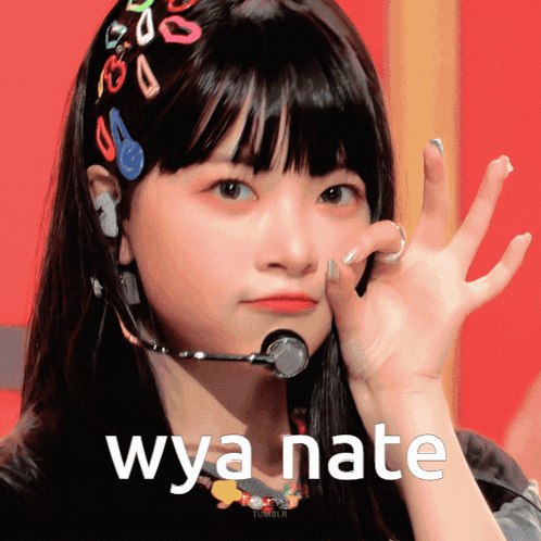 A Picture Of A Girl With The Word Wya Nate Written On It GIF