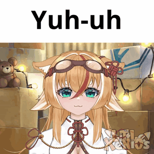 A Picture Of A Girl With The Word Yuh-Uh Written Above Her GIF