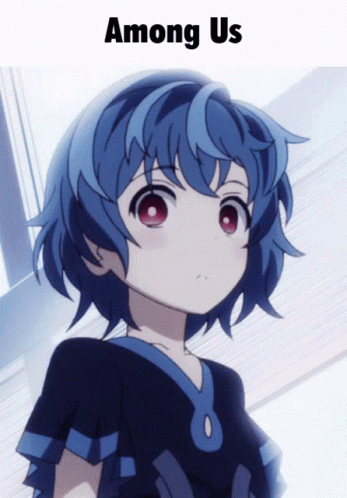 A Picture Of A Girl With The Words Among Us On The Bottom GIF