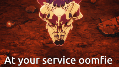A Picture Of A Girl With The Words At Your Service Oomfie GIF