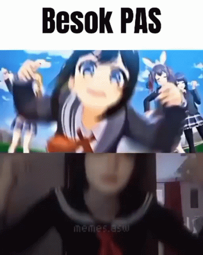 A Picture Of A Girl With The Words Besok Pas On Top GIF