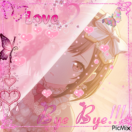A Picture Of A Girl With The Words Bye Bye Written On It GIF