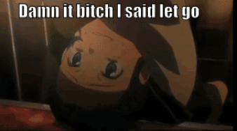 A Picture Of A Girl With The Words Damn It Bitch I Said Let Go On It GIF