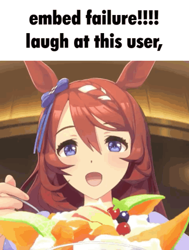 A Picture Of A Girl With The Words Embed Failure Laugh At This User Below Her GIF