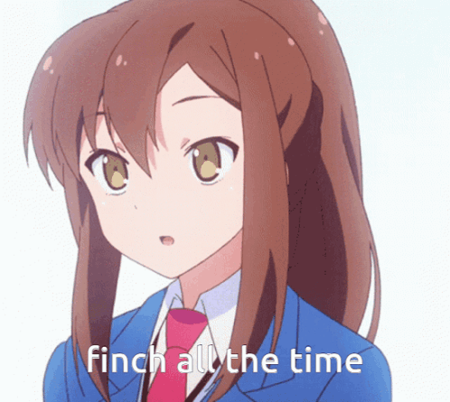 A Picture Of A Girl With The Words Finch All The Time GIF